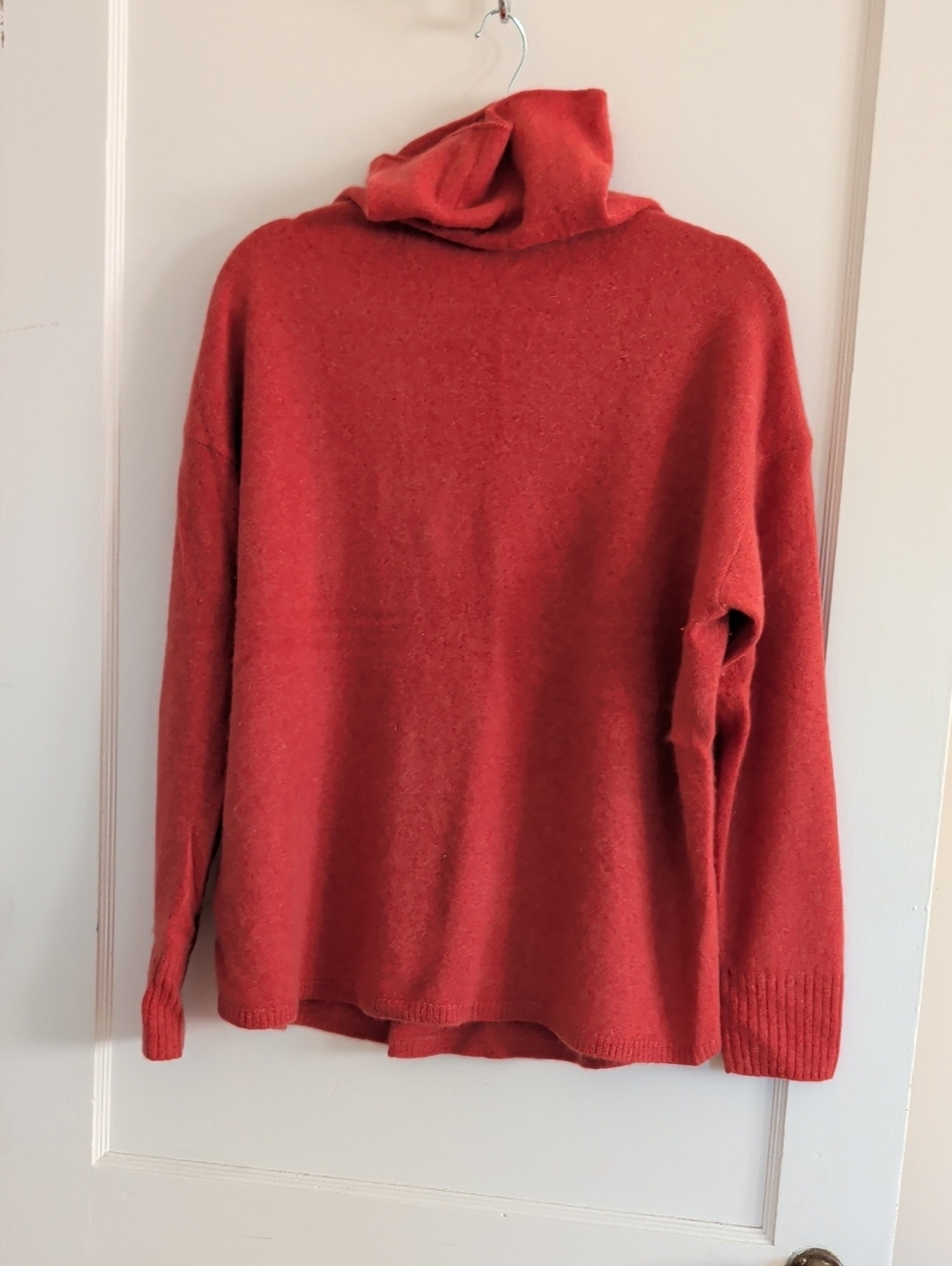 Cozy Red Orange Wool Turtleneck Women's Sweater